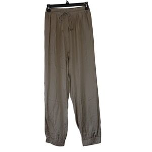 3/$20 TALULAH Women's Green Elastic Waist Silky Satin Feel High Rise Joggers